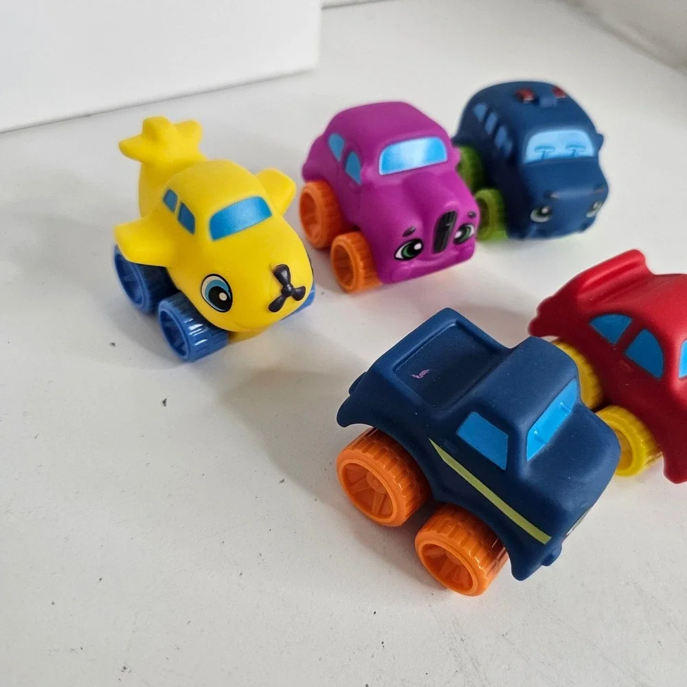 Kids Soft‎ Rubber Squeeze Toy Vehicles Lot of 5 Cars Truck Airplane Multicolor
